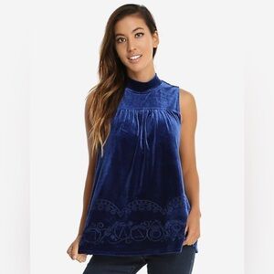 Harry Potter Blue Embroidered Velvet Tank Top